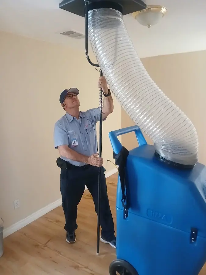 Mini Split Installation technician using HEPA equipment in Los Altos